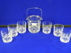 Glass Ice Bucket and Whiskey Tumblers