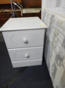 White Two Drawer Bedside Chest