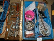 Tool Tray Containing Assorted Screws, Fixings, etc. and a Part Socket Set