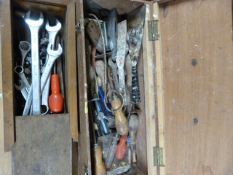 Two Small Wooden Toolboxes with Spanners and Assor