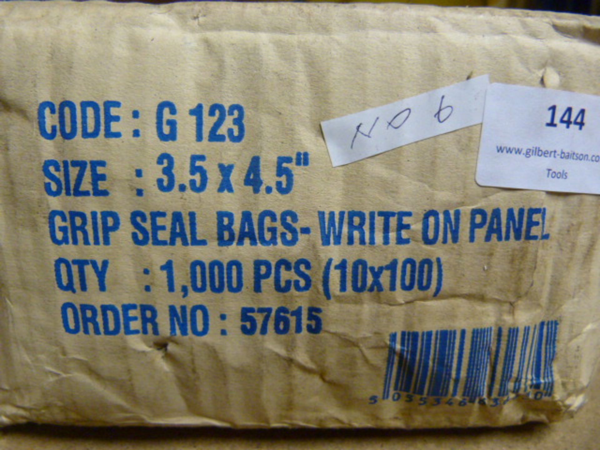 *Box of 1000 Grip Seal Bags