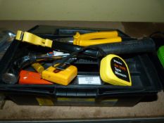 Plastic Toolbox Containing Claw Hammer, Pliers, Ta