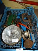 Box Containing Vintage Car Lamp, Hooters, Electric