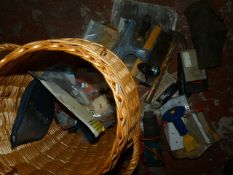 Wicker Basket Containing Assorted Builders Tools