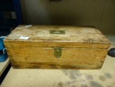 Victorian Pine Box with Brass Handle & Lock