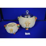 Clarise Cliff Celtic Harvet Pattern Biscuit Barrell plus Matching Pot (no lid)