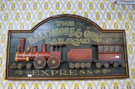 Large Wooden 3D Sign of Baltimore Ohio Express Train