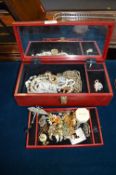 Jewellery Box Containing Vintage Costume Jewellery