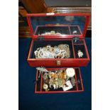 Jewellery Box Containing Vintage Costume Jewellery