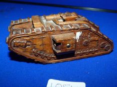 Scratch Built Wooden WWI Tank ~13.5cm long