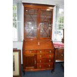 Victorian Mahogany Astral Glazed Bureau Bookcase