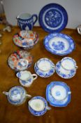 Japanese Style Blue & White Pottery & 1 Doulton Plate
