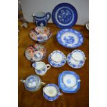 Japanese Style Blue & White Pottery & 1 Doulton Plate