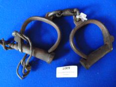 Pair of Antique Handcuffs with Key