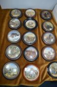 Fifteen Victorian Wooden Framed Pot Lids