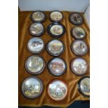 Fifteen Victorian Wooden Framed Pot Lids