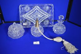 1930's Crystal Glass Dressing Table Set