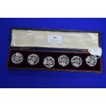Cased Set of Six Art Nouveau Silver Buttons - Chester 1901