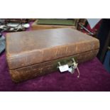 Leather Portable Writing Slop with Tooled Leather Interior