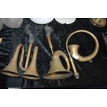 Three Brass Motoring Horns (rubber slightly perished)