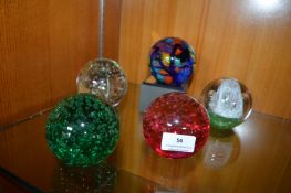 Five Glass Paperweights