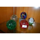 Five Glass Paperweights