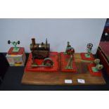 Mamod Steam Engine plus Miniature Grinding Machines etc.