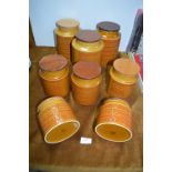 Eight Hornsea Pottery Saffron Pattern Storage Jars