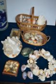 Baskets of Shells and Shell Ornaments etc.