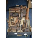 Vintage Woodworking Tools Including Planes and Moulding Planes