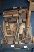 Vintage Woodworking Tools Including Planes and Moulding Planes