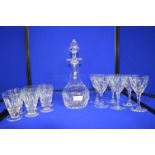 Stuart Crystal Decanter with Two Sets of Six Matching Glasses