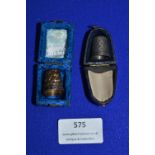 Two Silver Thimbles Incases - One Hallmarked Birmingham 1890, ~7.3g total