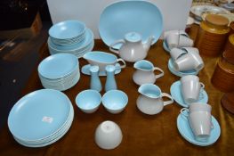 Poole Grey & Blue Retro Dinner Service 70+ Pieces