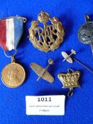 Coronation Medal, RAF Cap Badges, and Lapel Pins, etc.