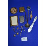 Collectible Items; Miniature Photo Frame, Spoons, Brooches, etc.