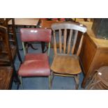 Metal Framed 1960's Chair and a Slat Back Kitchen Chair