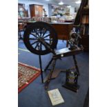 Ebonised Spinning Wheel with Matching Wool Winder