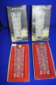 Two Vintage Cristal D' Arques Boxed Retro Glass Vases