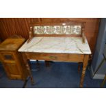 Marble Topped Wash Stand with Tiled Splash back