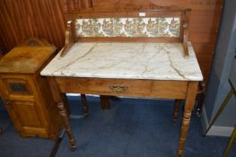 Marble Topped Wash Stand with Tiled Splash back