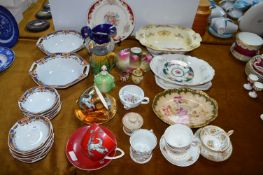 Assorted Pottery; Czechoslovakian China, Crown Devon Cups & Saucers, Plates, Bowls, Dishes, etc.
