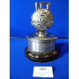 Royal Artillery Table Light with Hallmarked Silver Band - London 1956, height ~16cm