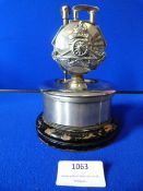 Royal Artillery Table Light with Hallmarked Silver Band - London 1956, height ~16cm