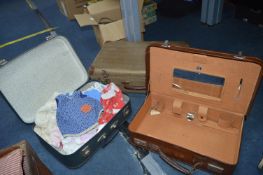 Three Vintage Suitcases, One Containing Dolls Clothes