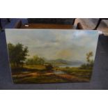 Oil on Canvas Country Lake Scene (AF)