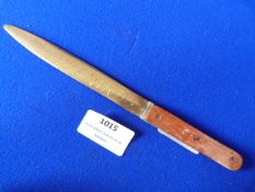 Trench Art 1914-1919 Souvenir Paper Knife "France and Brias"
