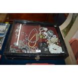 Tabletop Display Case Containing Costume Jewellery