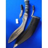 Souvenir Kukri with Accessory Knives, Total Length ~45cm (belt loop damaged)