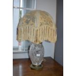 Cut Glass Table Lamp with Tasseled Shade